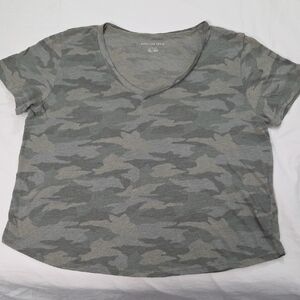 AMERICAN EAGLE Outfitters, Gray Camo V-Neck Tee